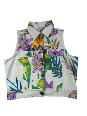 Vintage Erow Floral Denim Vest- Small